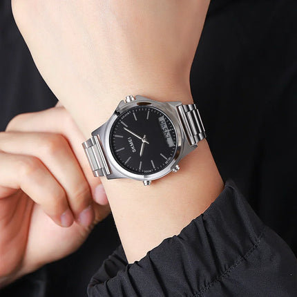 SKMEI 2120 Digital Quartz Watch for Men Waterproof Sport Dual Display Stainless Steel Mens Wristwatches Alarm Clock Reloj Hombre