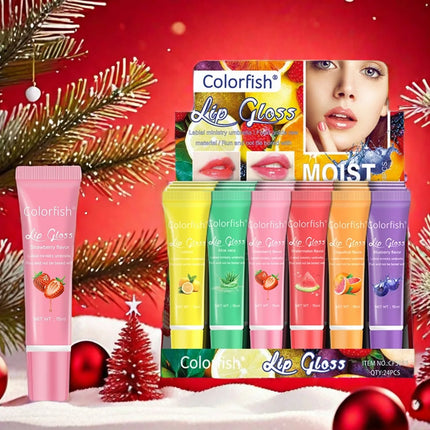24PCS Flower and Fruit Lip Balm set moisturizes, improves lip condition and moisturizes Valentine's Day gift party gifts