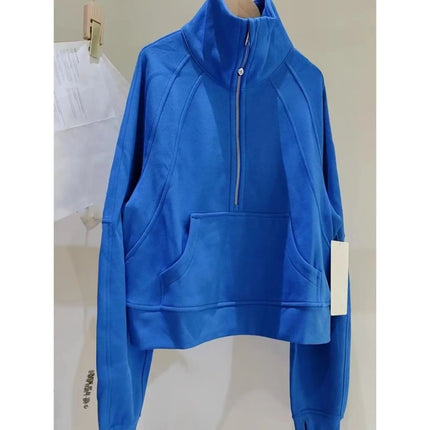 Fashionable Solid Color High-end Zipper Sweatshirt for Women Autumn Winter New Loose Lazy Style Casual Pullover Versatile Top