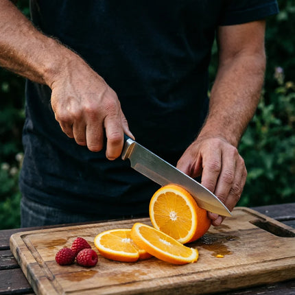 Outdoor knife, fixed straight-blade design, stainless steel fruit knife, non-slip handle, ideal for camping, hiking, and fishing