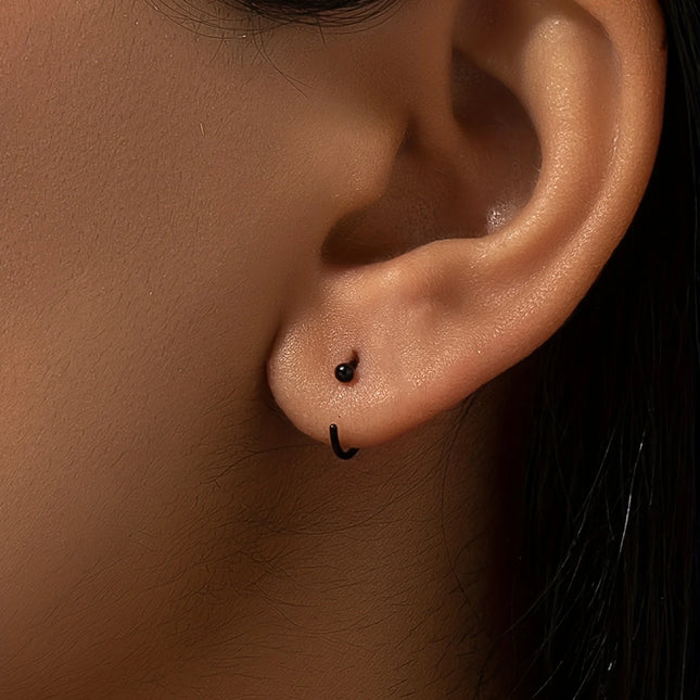 2pcs Hypoallergenic Stainless Steel Cubic Zirconia Round Ball Hoop Earrings Simple School Style Earrings Trendy Ear Jewelry