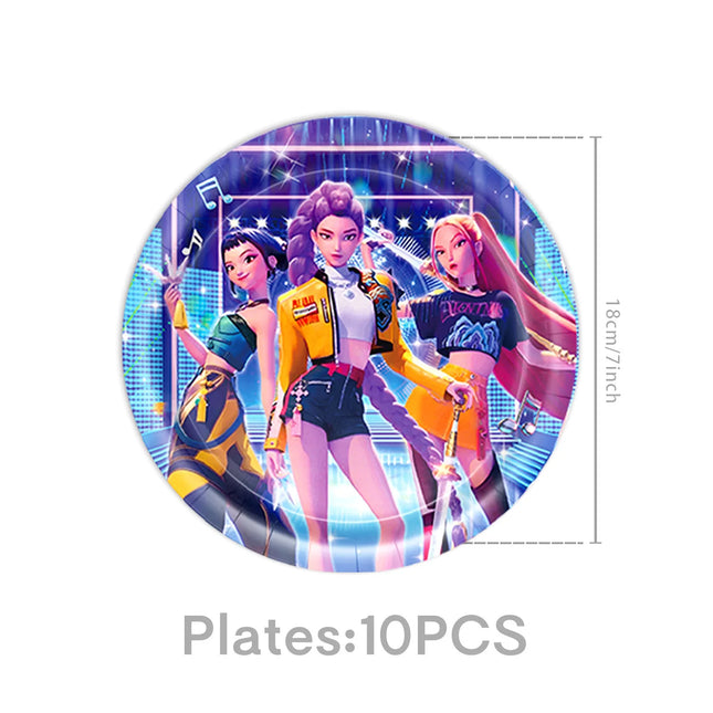 K Pop Birthday Party Decoration Tableware Set - Napkin Tablecloth Banner Paper Plates Slap Bracelets Stamps Baby Shower Supplies