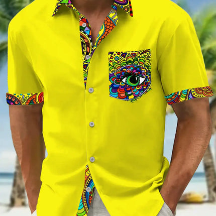 New Hawaii Spring/Summer Fashion Leisure Street Walk Tourist Beach Printed Full Open Short Sleeve Button Shirt, Quick Shipping