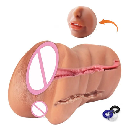 3-in-1 Artificial Vagina Anal Mouth Male Masturbator Blowjob Sucking Masturbation Cup Deep Throat Sex Toys for Men Pocket Pussy