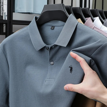 100% pure cotton men's breathable short-sleeved T-shirt, luxury brand embroidered loose casual summer fashion business Paul polo