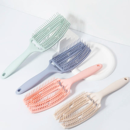 hollow elastic exfoliating comb brush nylon women's massage comb curly hair salon styling tool Special for real hair wigs