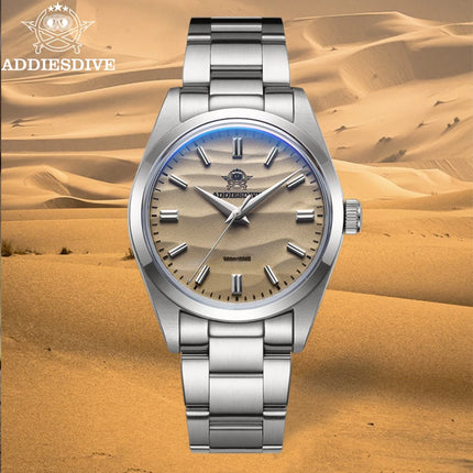ADDIESDIVE Hot Sale AD2030 Without LOGO Watch Stainless Steel 100M Waterproof Quartz Watches 3D Sand Dial Men's Wristwatch Dress