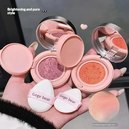 Gege Bear 3.5g Matte Cream Textured Cushion Blush - Powder-Free Smooth Application Puff Included for Flawless Daily Makeup