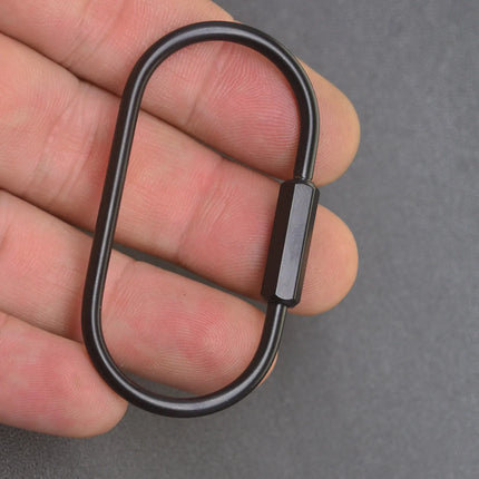 60mm  Bronze Silver matte black brass wire wrap run course oval Screw Lock Carabiner Key ring Keychain DIY EDC housewarm gift