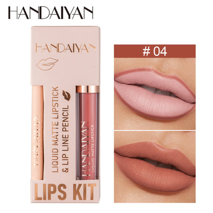 Handaiyan Lip Liner Lipgloss Set Waterproof Matte Liquid Lipstick Pencil Sexy Red Long Lasting Lipliner Makeup Cosmetics