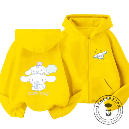 Fashion Casual 2026 Cinnamoroll Zipper Hooded Sweatshirt 3-14Y Boys Girls Autumn Winter Cute Kawaii Cartoon Street Hot Outdoor