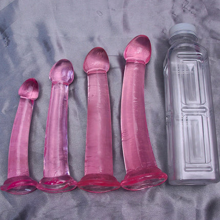 Cheap TPE Transparent Anal Plug Jelly Dildo 4Sizes Suction Cup Cock Vaginal Masturbation Soft Small Penis Women Man Sex Toys