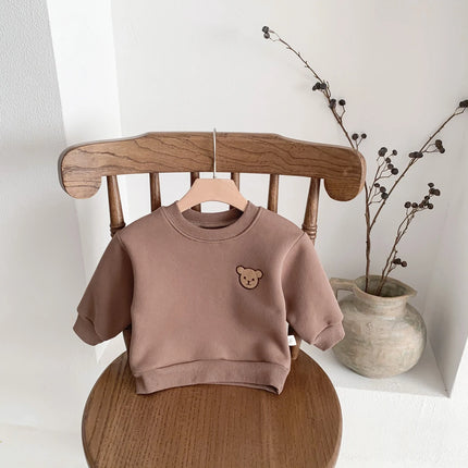 Children's Winter Round Neck 4 Color Korean Style Sweatshirt Children's Clothing Baby fleece-lined Boys and Girls Baby fleece-li