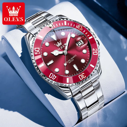 OLEVS Luxury Sport Man Watch Military Waterproof Luminous Date Week Men Watch Stainless Steel Quartz Men's Watches Male Clock