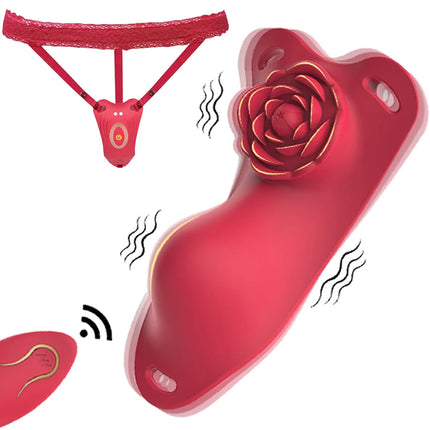 10-Frequency Lace Wear Rose Vibrator Long Distance Remote Control Clitoris U Point Masturbation Sex Toy Adult Female Couple Game