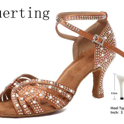 Juerting new Heels Modern Jazz Salsa soft soled women's adult Latin Chacha Rumba Bachata dance shoes