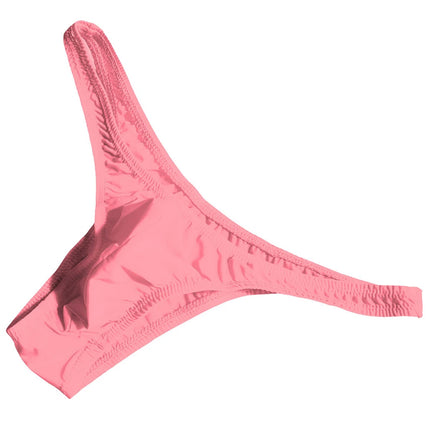 Men’s Ice Silk High Stretch Thong Panties Lingerie Sexy Crotch Bulge Pouch G-string Underpants Solid Color Comfortable Briefs