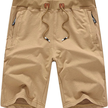 Drawstring Men's Cotton Shorts, Cozy Fit Slim Elastic Sports Shorts Man Casual Running Trendy Sweatpants Male Clothing