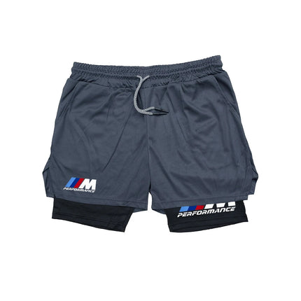 New BMW-style 2-in-1 double-layer men's sports shorts, suitable for fitness, jogging, training, and other sports occasions, high