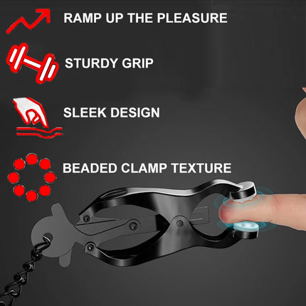 BDSM Nipple Clamps Clips,Sex Toys For Couples,Metal Clitoris Labia Clip Textured Rubber Padded Tips,SM Adult Games