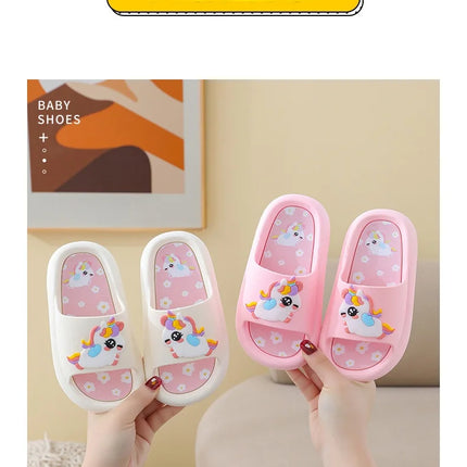 Summer Cartoon Children's Slippers Girl Unicorn Slipper Kids Cute Indoor Home Bathroom Shoes Boy Dinosaur Flip Flops Einhorn