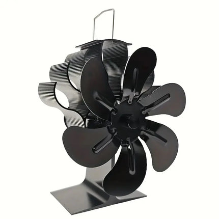 6leaf fireplace fan,winter warm home efficient heat distribution Winter fireplace fan Hot blast stove fan ecological quiet black