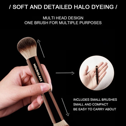 Hourglass Makeup Brush- No.24 Four-Head Multifunctional Brush Loose Powder Foundation Concealer Eyeshadow Concealed Makeup Brush