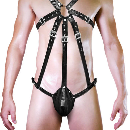 Sexy Underwear Men Faux Leather/PU  Tights Jumpsuit ZJH334