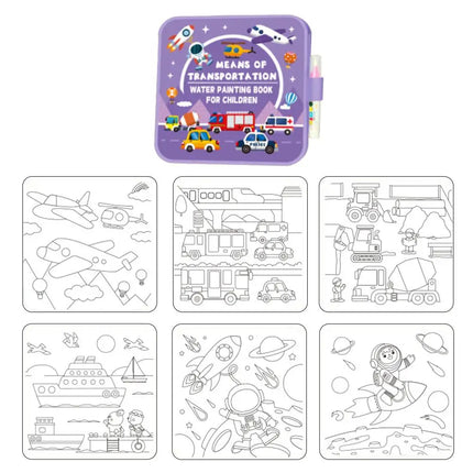 Foldable Water Painting Book For Kids, Reusable Magic Doodle Coloring Pad With Pen, Educational Animal & Sea World Drawing Book