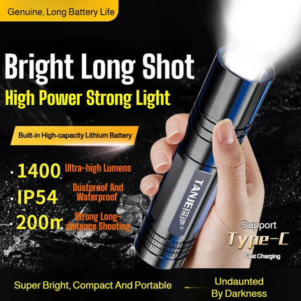 Super Bright Portable LED Mini Flashlight, Long Range Outdoor Torch With Strong Light For Camping Hiking Home Emergency