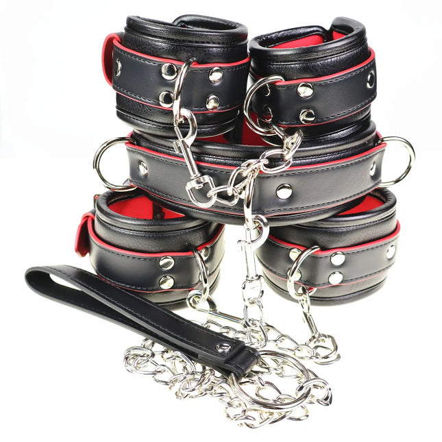 BDSM Puppy Play K9 Bondage Kit 5 Pieces Restraints Set Handcuffs ankle cuffs collars Binding Men women Adult toys sexual product