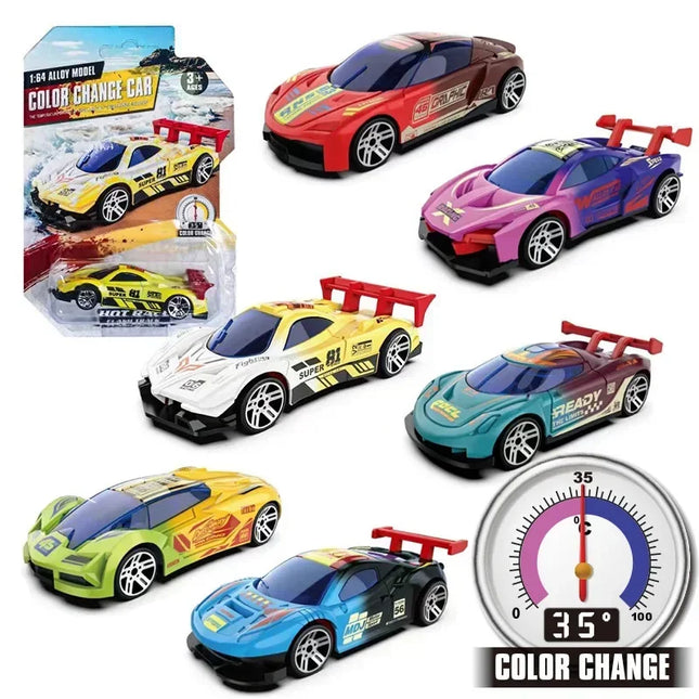 Magic Color Changing Racing Car Model 1:64 Temperature Sensitive Inertia Pull Back Cars Toys Crash-Resistant Durable Boys Gift