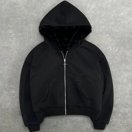 2025 New Unisex Hooded Sweatshirt with Leopard Print Lining Pocket, Loose Cardigan, Zipper Sweatshirt, Street Style, Double-Side