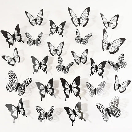 24/48pcs Black White 3D Butterfly Wall Stickers Wedding Decoration Home Bedroom Living Room DIY Butterflies Wall Decals Supplies