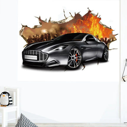 3D Supercar Vehicle Wall Stickers Wild jeep Broken Wall Poster Wall Art Car Decal Kids Room Decoration murals Boys Favors