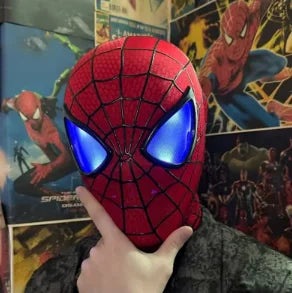 Hot In Stock 1:1 Scale Miles Spider-Man Electronic Mask With Moving Glowing Eyes Ring Control Cosplay Toy Gift For Boys Gift
