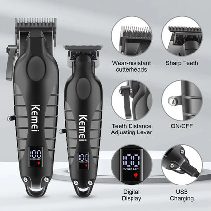 Kemei New Professional Cutting Machine Electric Shaver Hair Trimmers with LCD Display Men's Hair Clipper KM-2290 KM-2293 KM-T95