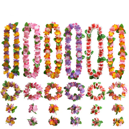 4pcs/lot Hawaiian Leis Garland Artificial Necklace Flowers Leis Party Supplies DIY Beach Fun wreath