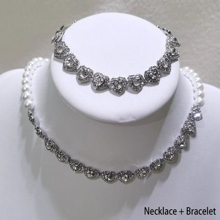 Original Heart Necklace 2025 Women's High Jewelry Set Luxury Pearl Necklace Earrings Ring Bracelet Suitable for Wedding Gifts
