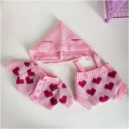 Hot Sale Only Selling Clothes 30cm Bear Doll Only Clothes Love Sweater Three Piece Set Cute Decoratio Kawaii Pink Clothes