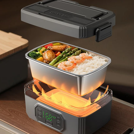 2026 Rechargeable Wireless Heated Lunch Box, No Water Needed, Large Capacity, Portable Electric Bento Box