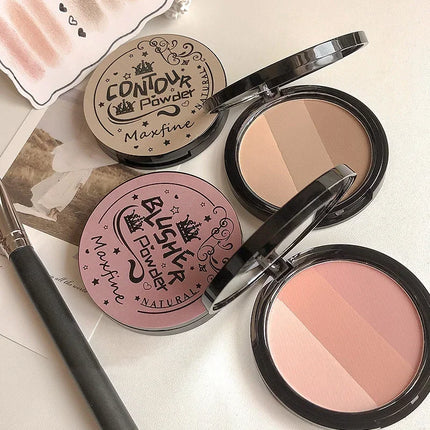 3 in1 Three Colors Powder Tray Blush Contouring Waterproof Long Lasting Delicate Natural Face Makeup