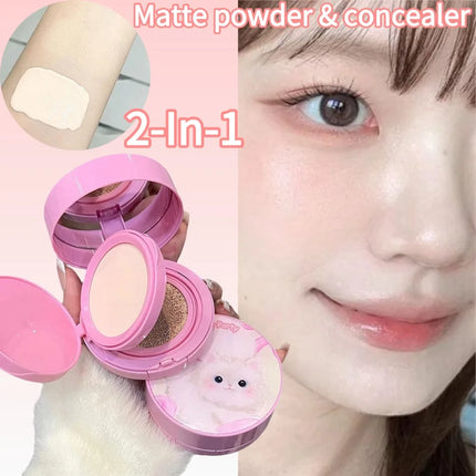 Two In One Cushion Matte Powder & Concealer Makeup Oil-Control Foundation Makeup Pore Invisible Concealer Long-Lasting Makeup