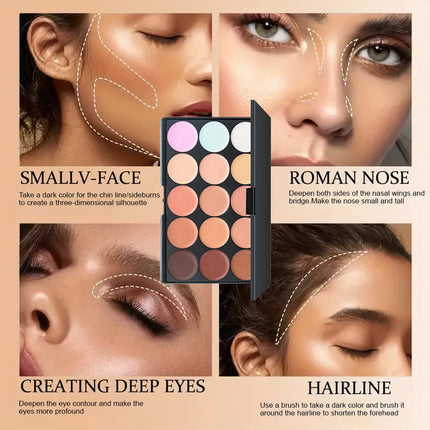 Multifunction Concealer Palette Cream Texture Covers Acne Marks Dark Circles 15 Colors Face Makeup Waterproof Make up Cosmetics