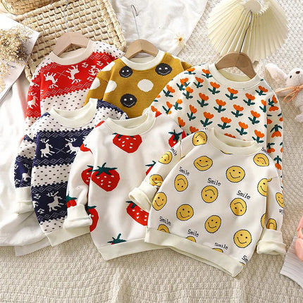니트 Autumn Winter New Baby Girl Boy Cartoon Knitted Sweaters Child Plush Thicken Warm Knitted Pullover Tops Kid Casual Sweater아기옷