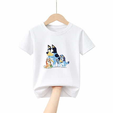 Soft Cotton Childrens T Shirt Bluey Theme 2026 New Breathable Loose Fit Tee for Boys Girls Holiday Gift