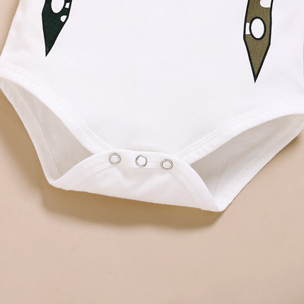 0-18Months Newborn Baby Boys Clothing Set Letter Print Short Sleeve Bodysuit with Bow + Camouflage Print Long Pants + Hat