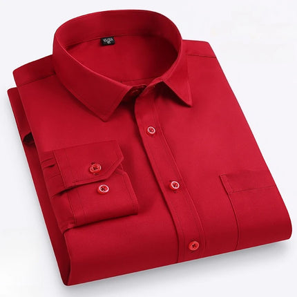 Men's Purple Long-Sleeve Shirt for Commuting: Non-iron, Wrinkle-resistant, Slightly Stretchy, Quick-drying Casual Shirts.