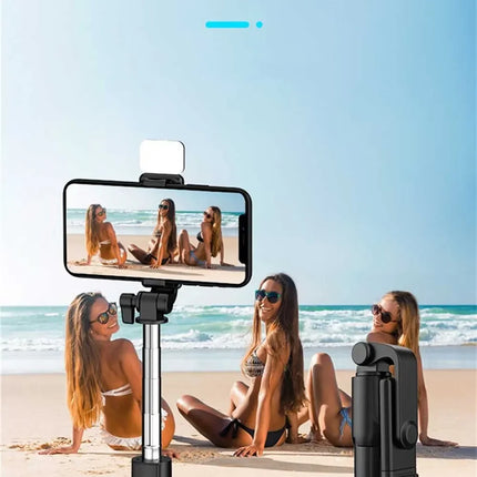 Cell Phone Selfie Stick Tripod Bluetooth Remote Wireless Selfi Stick Phone HolderStand with Beauty Fill Light for Phone