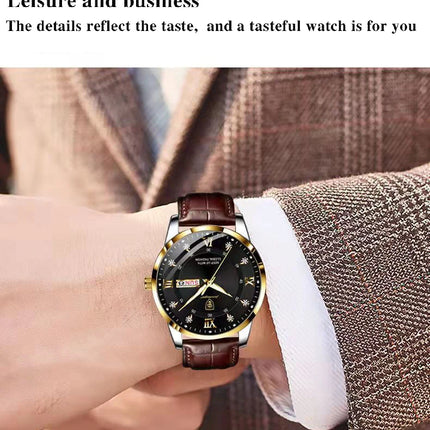 POEDAGAR Casual High Quality Men Watch Waterproof Luminous Leather Original Man Wristwatch Quartz Business Watches For Men Reloj